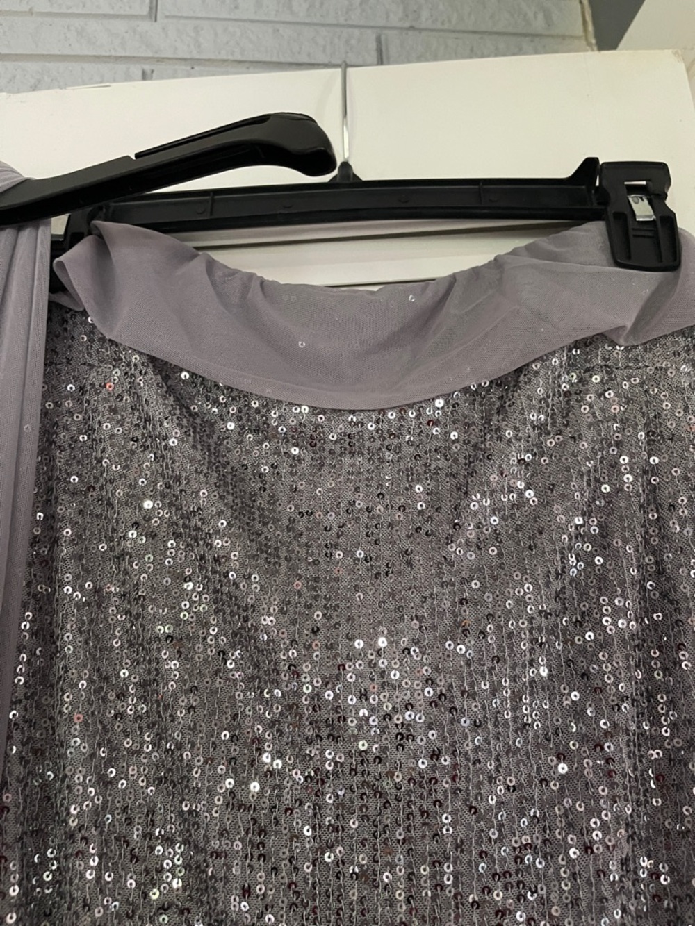 Fashion Nova Gray Silver Sequin Strapless Gown - Picture 3 of 6